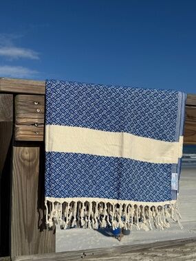 Crab Trap Rag Blue — Salt Rag™ Sand-Resistant Turkish Beach Towel